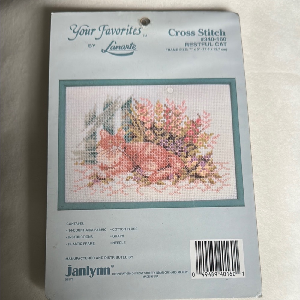 Janlynn Restful Cat Cross Stitch Kit NIP